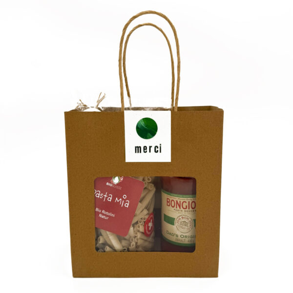 Geschenk-Säckli klein <br> MERCI grün