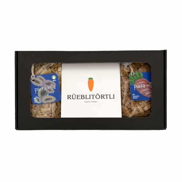 Sichtfensterbox klein <br> 2x Pasta nach Wahl & Rüeblitörtli
